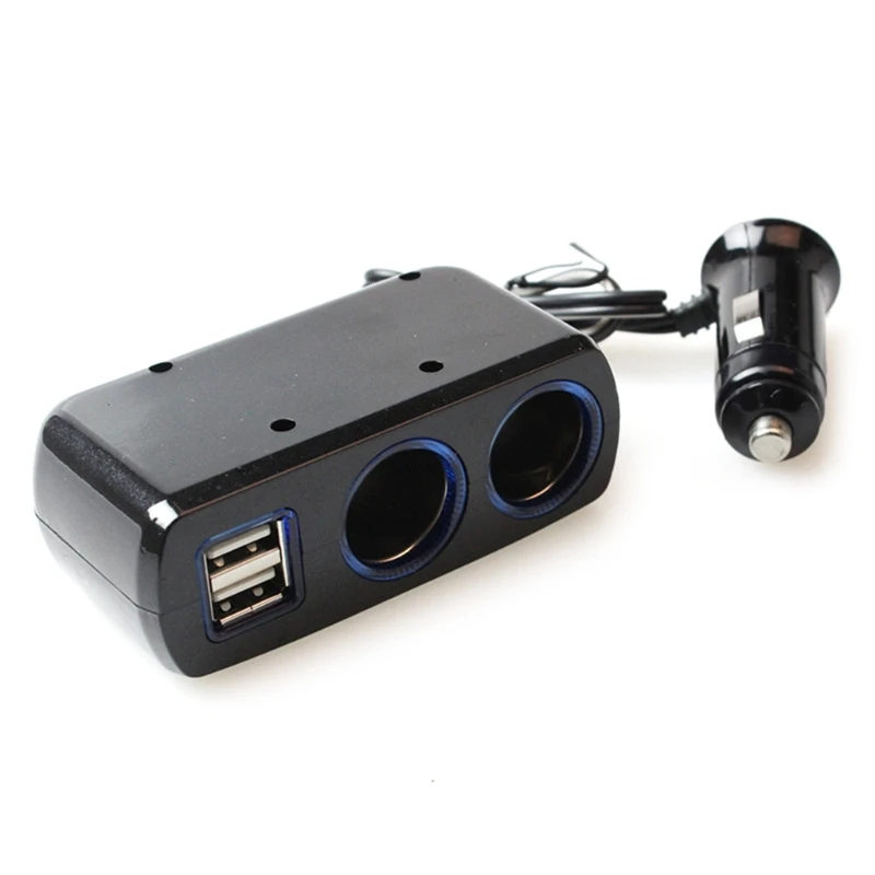 Car Cigarettes Splitter with 2 USB Port for Traveler and Commuters Drop shipping