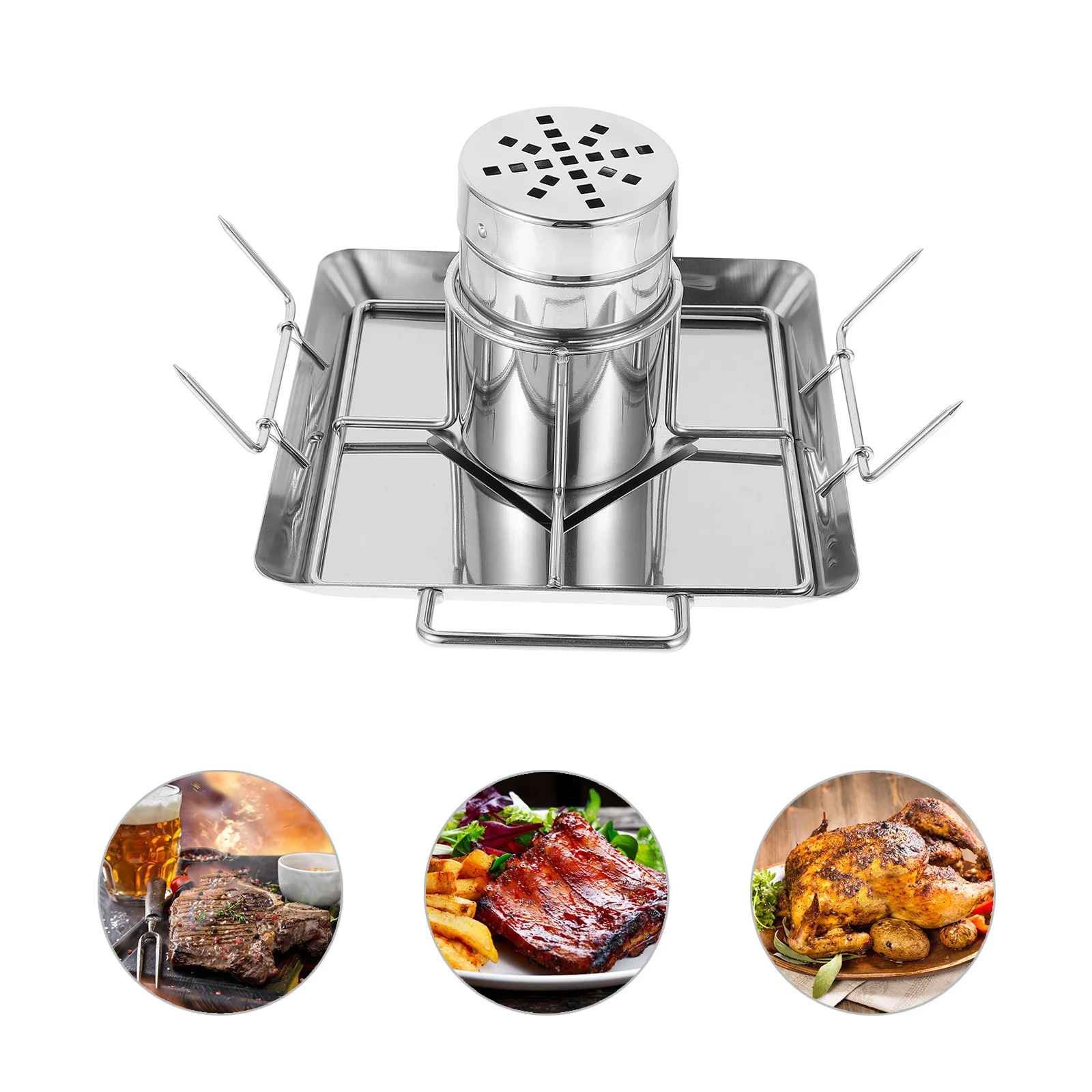 

Strong Stainless Steel Chicken Roasting Rack Easy to Assemble Bbq Grill Plate for Camping Bbq Silver Barbecue Rack