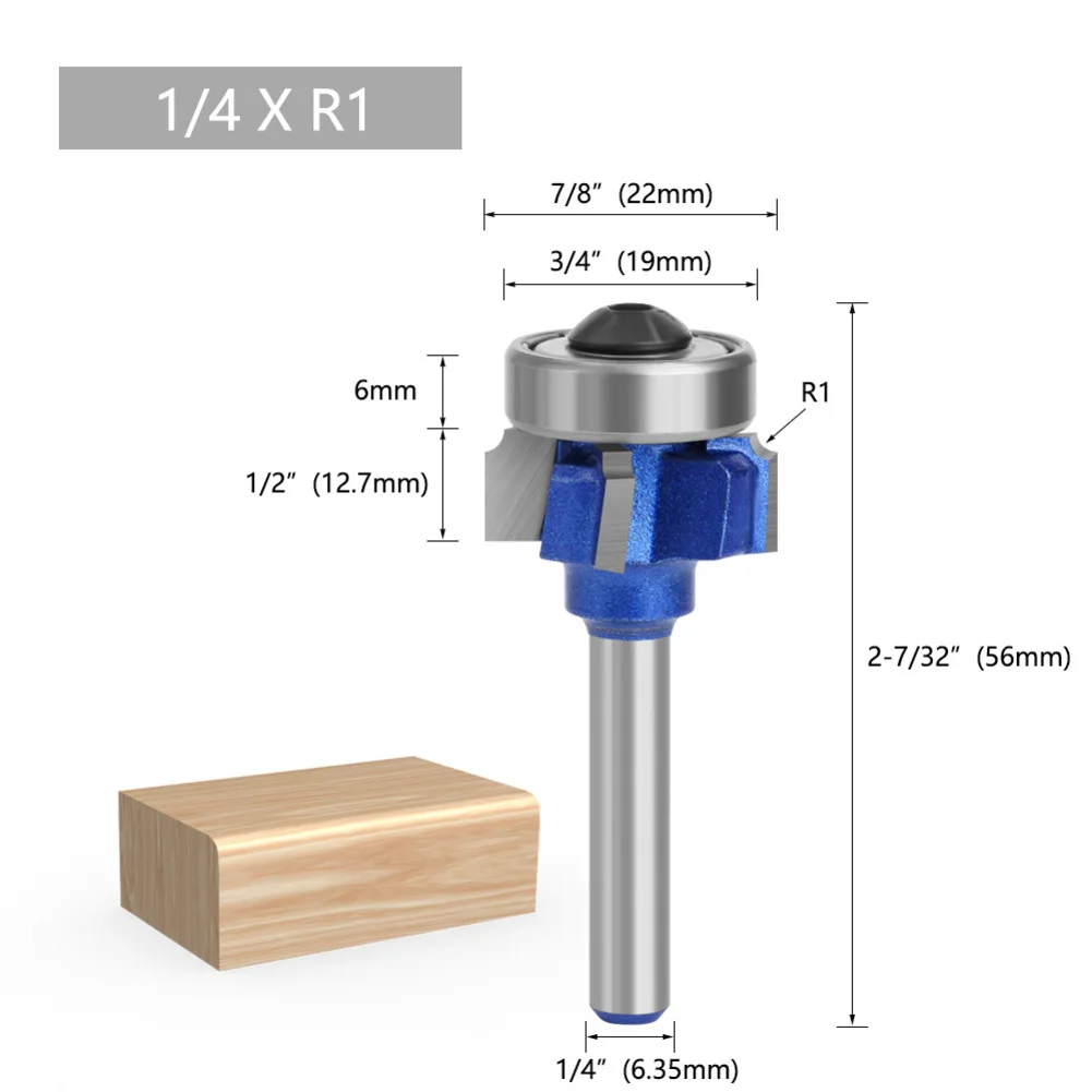 

6/8MM1/4 Shank 4 Corner Router Bit R1 R2 R3 Trim Edging Woodworking Bit For Wood Cutting Tools Accessories