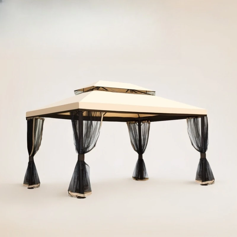 

Awning sunshade rain shelter tent wrought iron canopy double top open-air leisure canopy UV protection