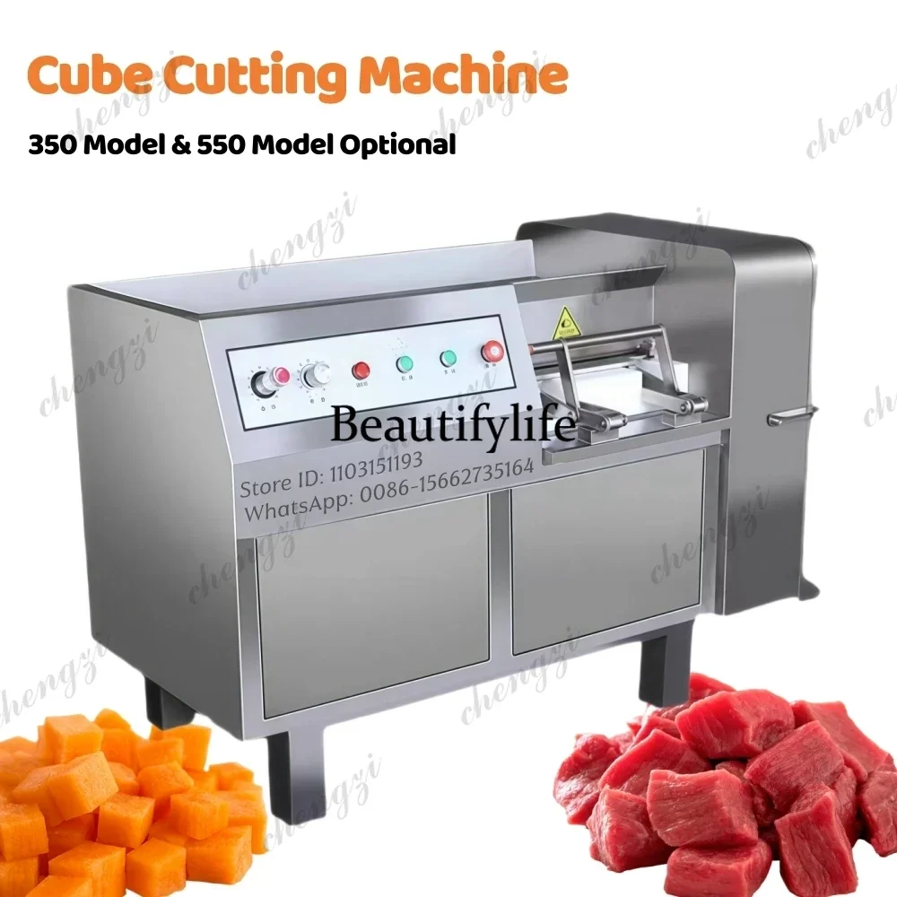 Electric Industrial Beef Chicken Dicer Meat Cutter Diced Frozen Meat Cube Dicing Machine Set For Meat Cube Cutting