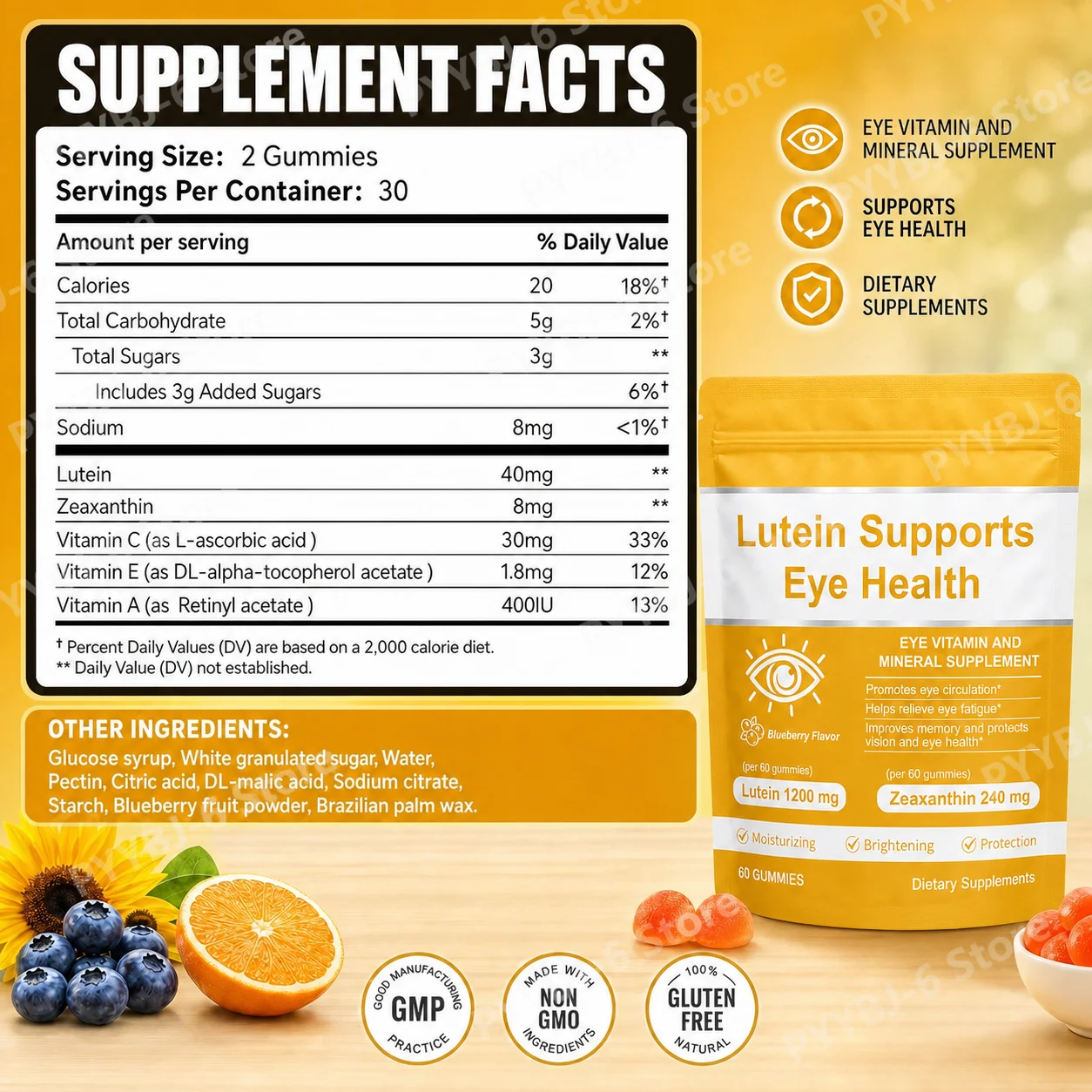 Gomas de Luteína para a Saúde - Health Wellness Vitamins avaliação e preço