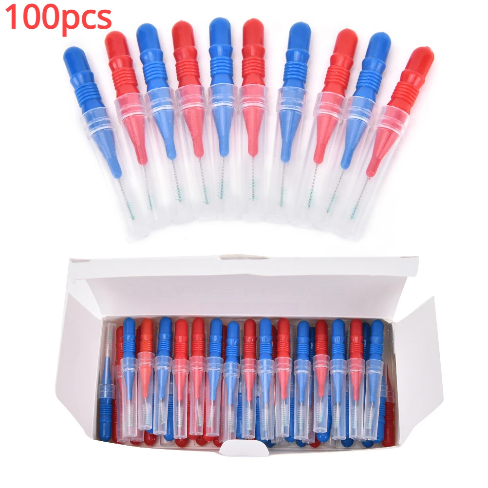 

100pcs Interdental Brush cleaning Tooth gap brush Hygiene Dental Soft Floss Sticks Toothpick Teeth Cleaning Tooth Flossing Head