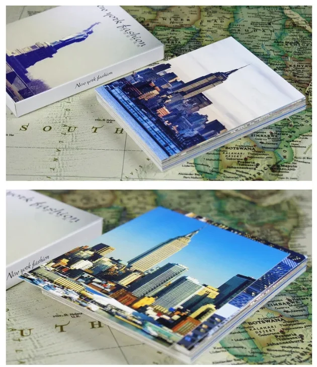 30 fogli cartoline paesaggistiche di New York Biglietto d'auguri dei desideri in scatola La carta messaggio può essere spedita per studenti di cancelleria regalo