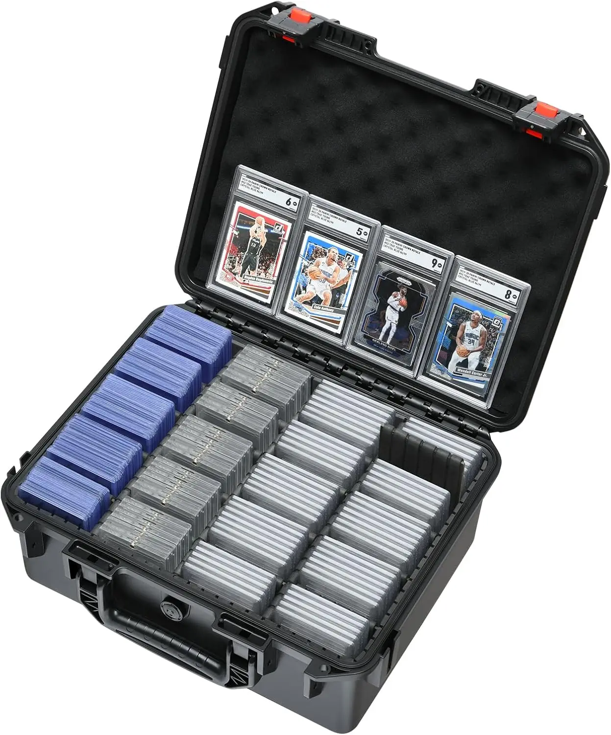 

Graded Card Case Storage Box for PSA BGS SGC Toploaders, 800+ Capacity with 12 Dividers, Waterproof Sports Trading Card Holder
