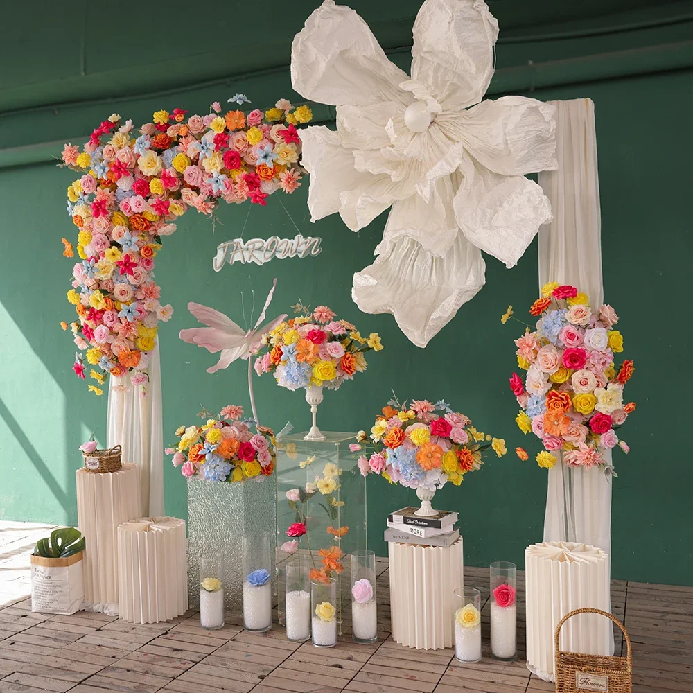

Baby Shower Decorations Light Pink Blue Luxury Artificial Flower Arrangement for Wedding Event Backdrop Decor Props J2692