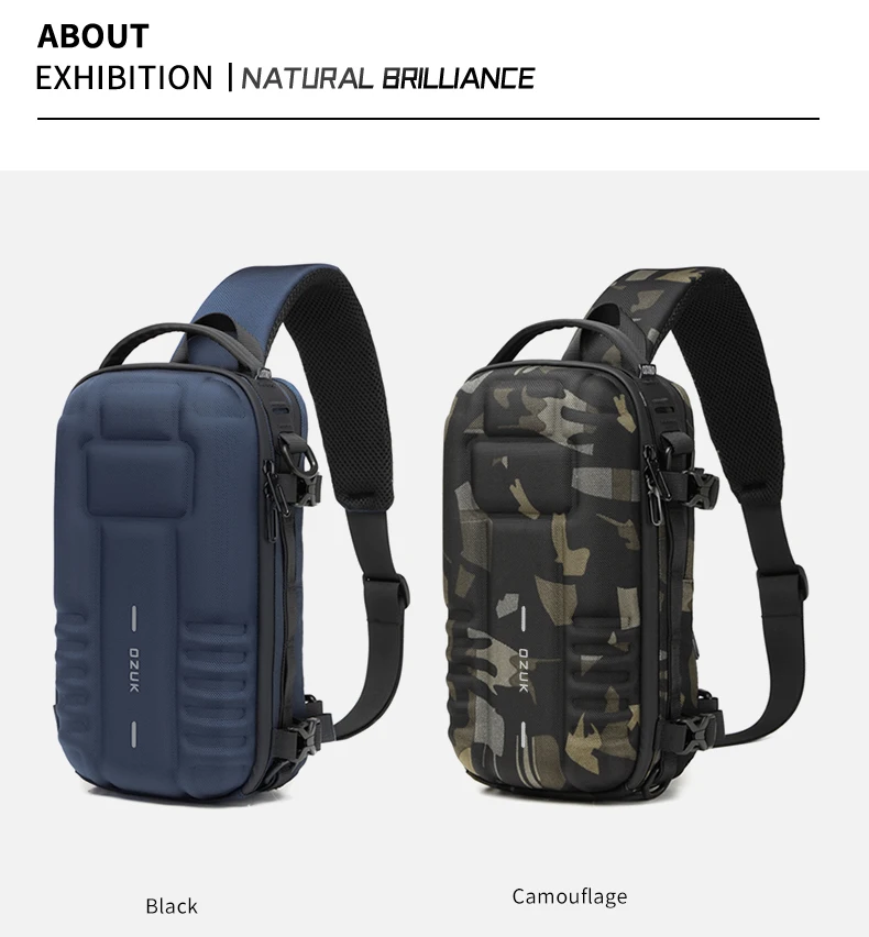 OZUKO Hard Shell Flex Bag Men Sports Shoulder Bag Multifunctional Large Capacity Waterproof High Quality Outdoor Tactical Bag