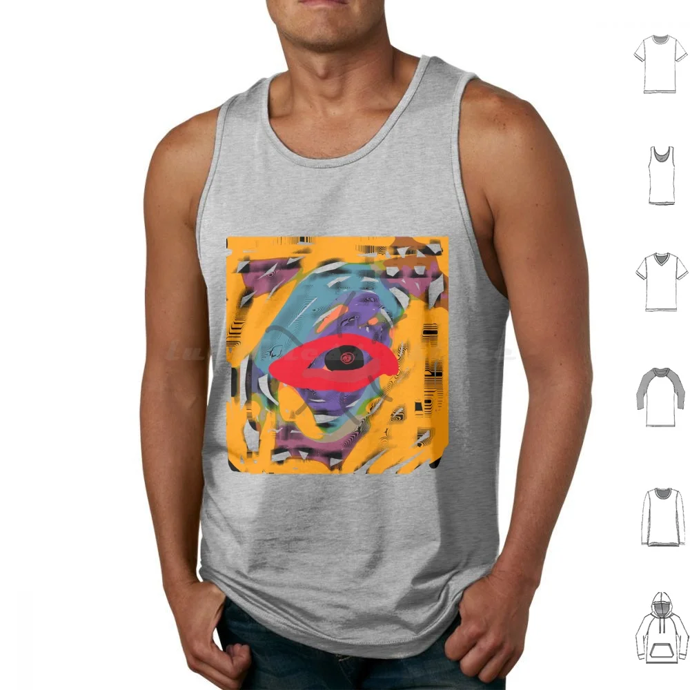 Evil Eye Tank Tops Print Cotton Hamsa Blue Eye Talisman Turkish Amulet Judaism Higher Self All Seeing Eye Evil Abstract