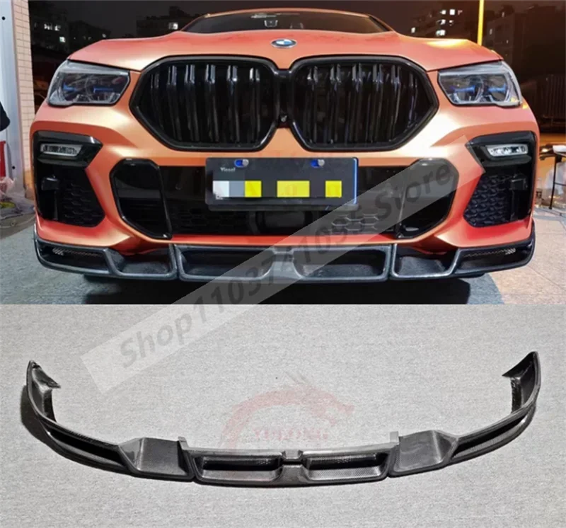 Real Carbon Fiber Front Bumper Splitters Cup Flaps Lid Spoiler Lip For BMW X6 X6M F96 2019 2020 2021 2022 2023 LD Style