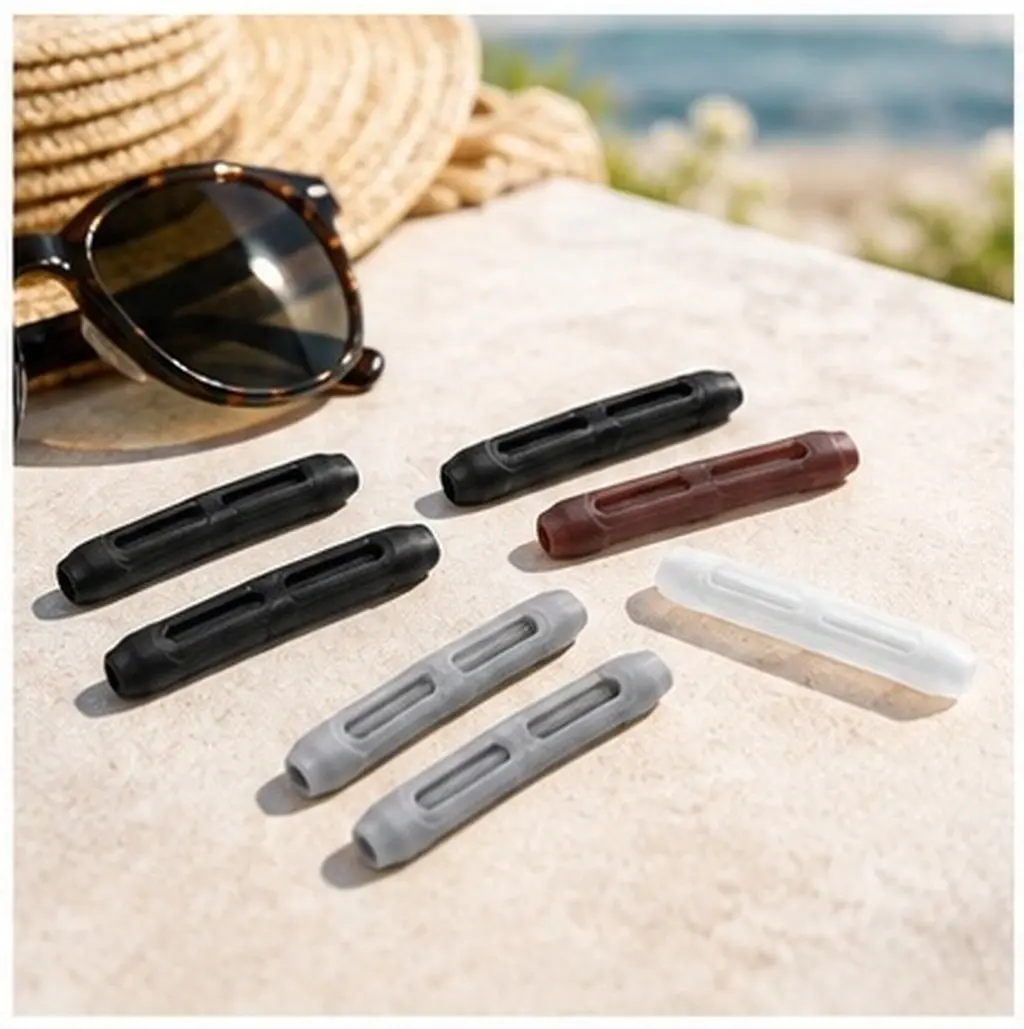 4Pairs Eyeglass Temple Sleeves Silicone Anti-Slip Replacement Glasses Arm Tips Soft Cushion Covers Universal Fit Eyewear