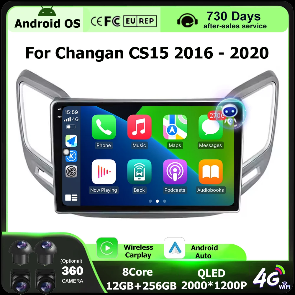 

Wireless Carplay For Changan CS15 2016-2020 Android 16 Auto Car Radio Multimedia Video Player GPS Navigation BT DSP 360 Camera