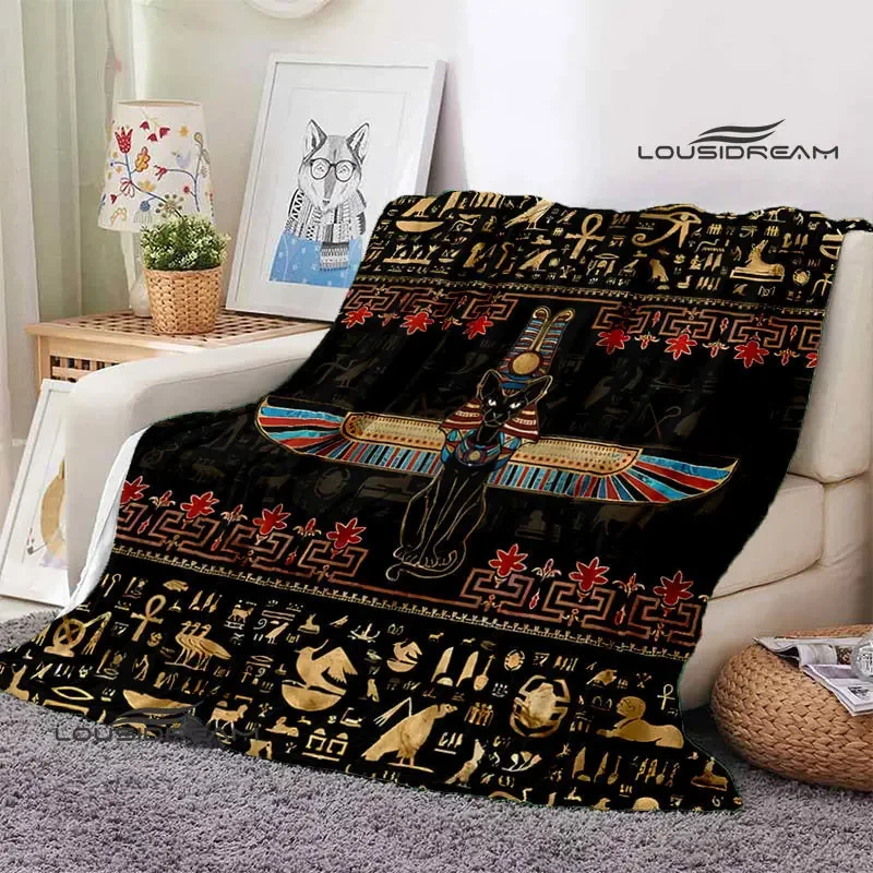 Egyptian Pictograph And Symbol Printing Blanket Fashion Warm Blankets Home Travel Soft And Comfortable Blanket Birthday Gift