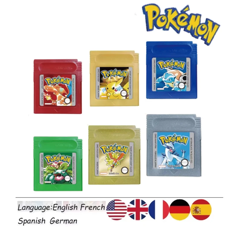 #28 style pokémon cards Red Blue Crystal Golden Green Silver Yellow GBC Game Card 16Bit Video Game CartridgeConsole Card GB/SP