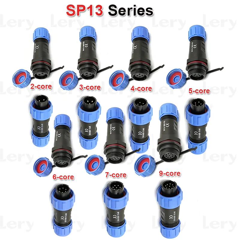 1Pcs SP13-17-21 Aviation Plug IP68 Waterproof Connector Male Female Docking  2/3/4/5/6/7/9/10/12 core Cable Industrial Plug