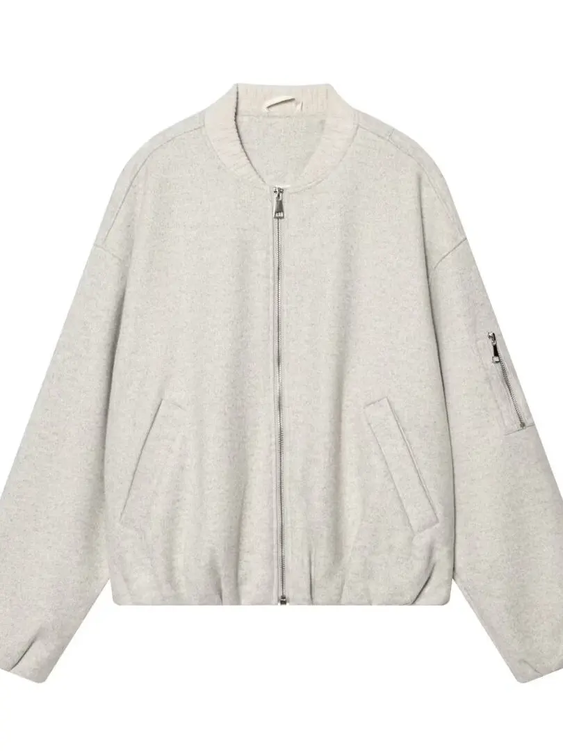 

Новая весенняя свободная удлиненная куртка-пилот из шерсти для женщин, с воротником-стойкой, повседневная верхняя одежда для города