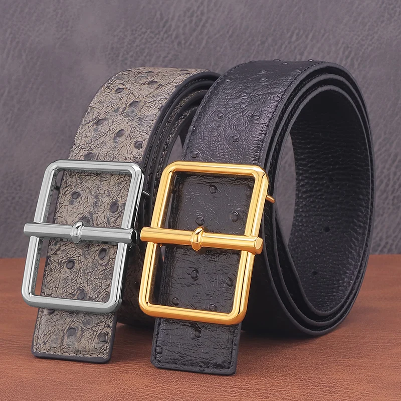 Fashion Belt Men's Luxury Designer Fancy Jeans Belt Designer 3.8Cm Wide Hollow Button Leather Belt High Quality