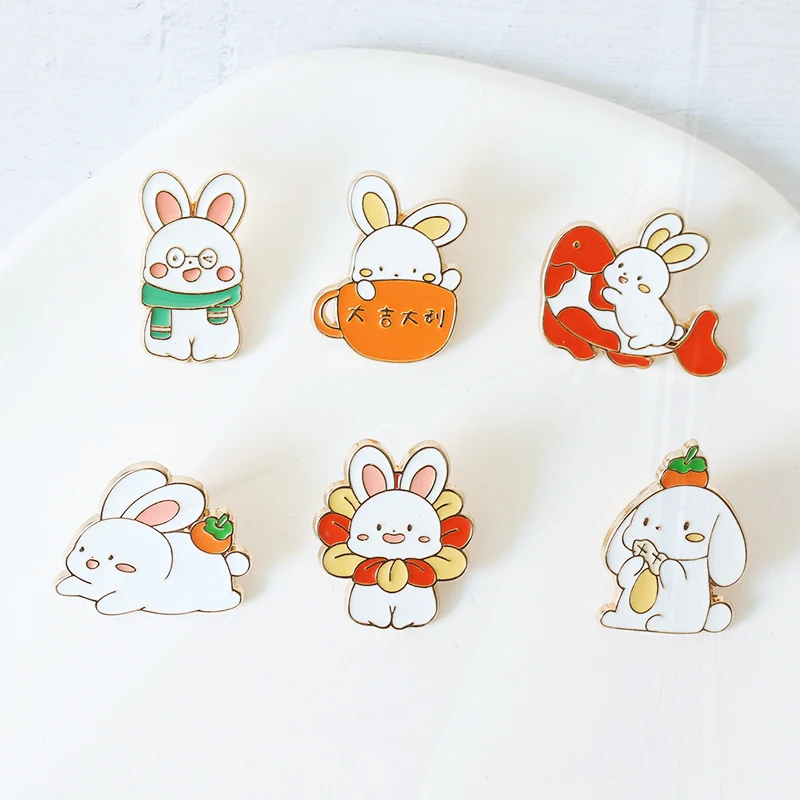 badge cute and sweet girl sweater corsage clothes backpack Rabbit Pin cartoon kiss rabbit