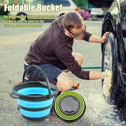 4L Multifunctional Folding Bucket Portable Folding Bucket Camping Folding Silicone Bucket Outdoor Travel Car Washing Fishing