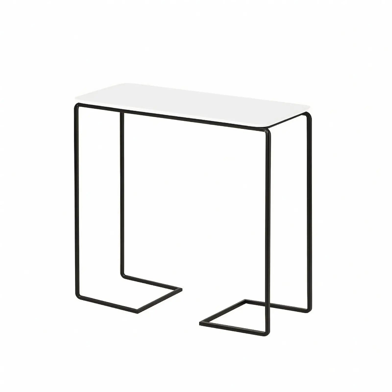 Display Stand with Metal Frame Decorative Display Stand with White Tabletop Rectangular Serving Tray Minimalist Low-Profile