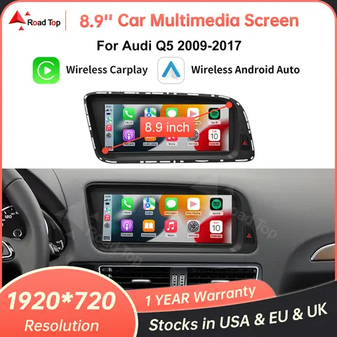 1920*720 RoadTop Linux Touch Screen Multimedia Display For Audi Q5 2009-2017 With Wireless CarPlay Android Auto Airplay Autolink