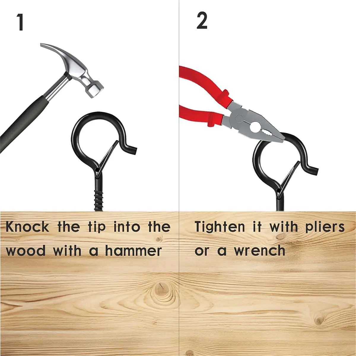 HOT Q-Hanger Hooks with Safety Buckle,Windproof Screw Hooks Hanging Outdoor String Lights,Christmas Lights,Plants,and More 【SPEC
