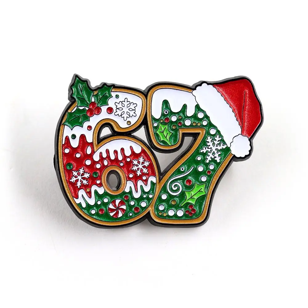 Christmas Numbers 67 Pins Christmas‑themed Limited‑edition Enamel Badge Xmas‑themed Pin Accessories for Backpack Charms