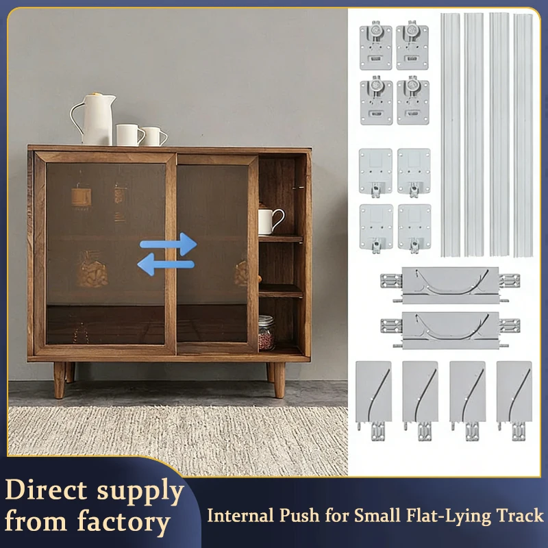 

Heavy Duty Adjustable Pocket Door Sliding Door Hardware Track Rail Kit For Wardrobe Closet Bookcase Cabinet Bypass System