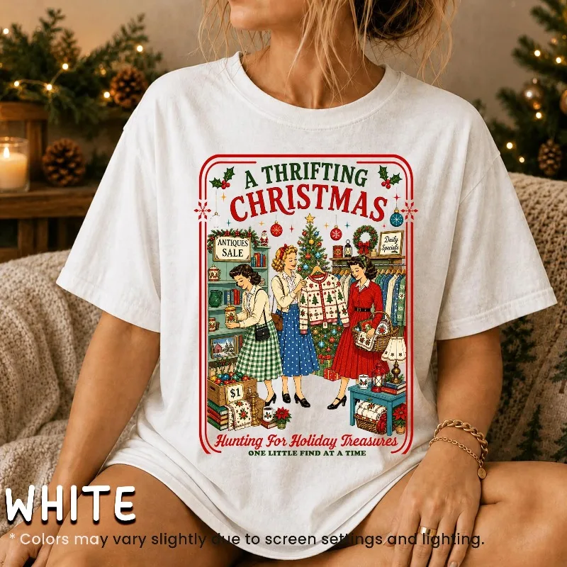 Thrifting Christmas Shirt, Xmas Thrift Store Shirt Vintage Christmas Thrift Lover Gift, Gift For Thrifter Antique Lover Gift