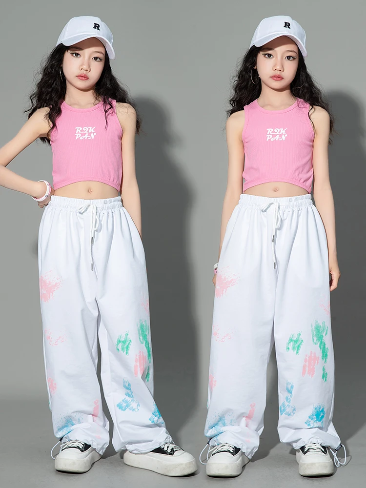 Summer Girls Clothes Jazz Dance Crop Tops Pants Cheerleading Performance Suit Kids Hip Hop Dance Costume Kpop Stage Wear BL11051