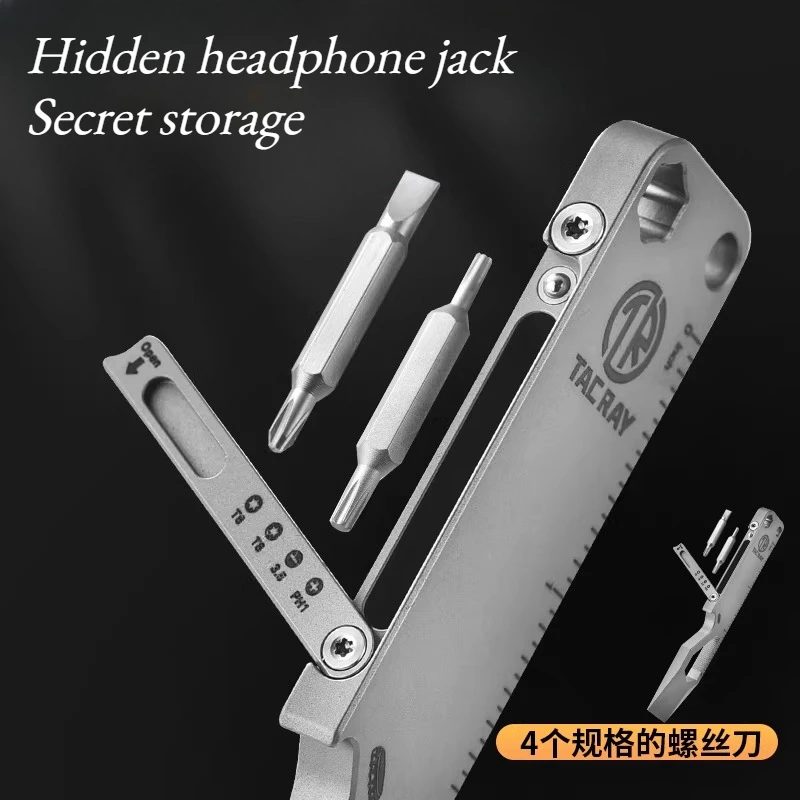 Titanium Alloy EDC Pickaxe Multi-functional Combined Portable Carry-on Tool Bottle Opener Hidden Screwdriver Hand Tools