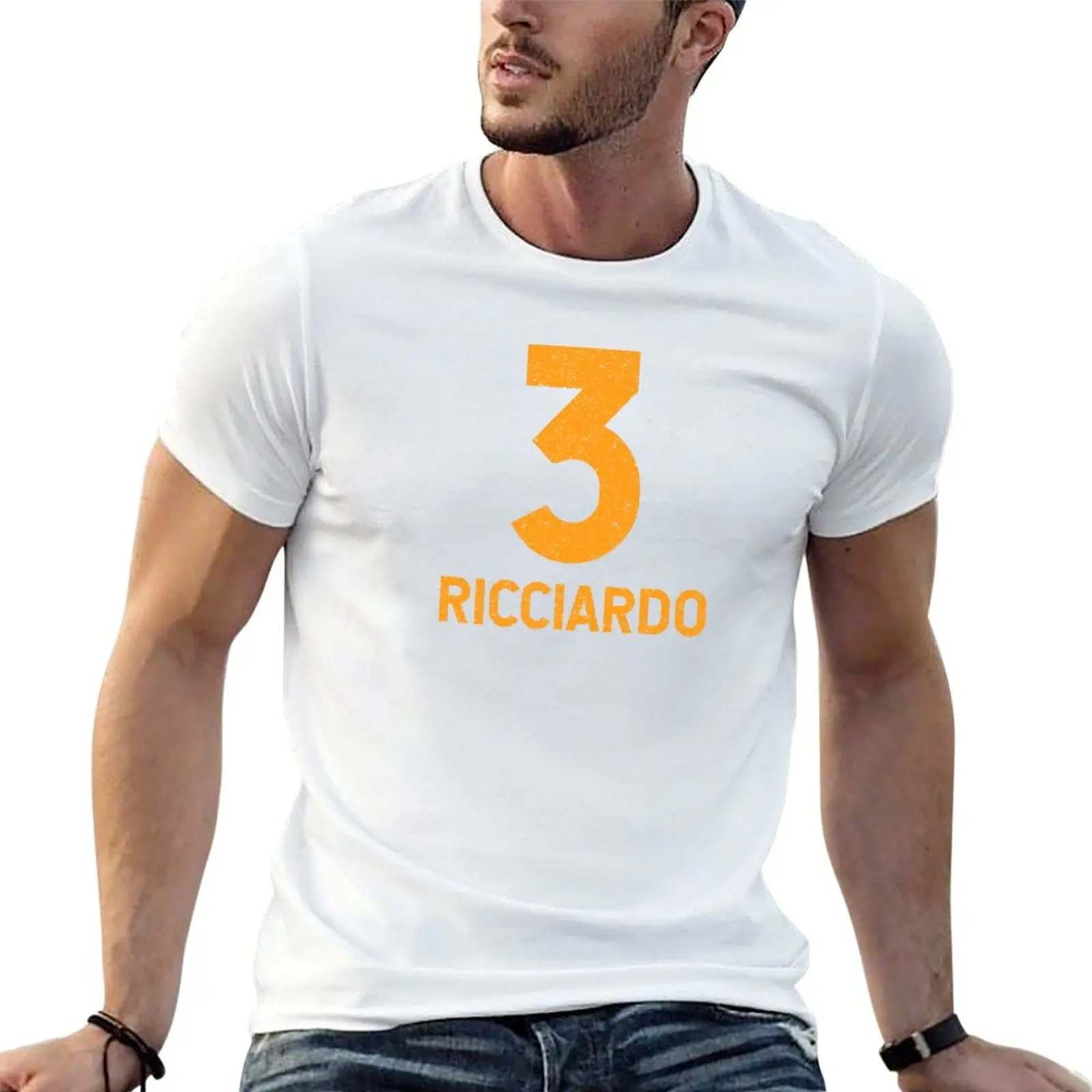 Ricciardo 3 retro style logo, with grunge texture T-Shirt Simple Graphic Design T-Shirt