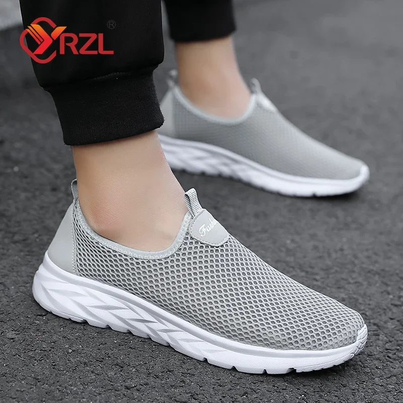 YRZL Breathable Men Casual Shoes Summer Lightweight Outdoor Male Walking Shoes Anti-slip Mens Sneakers Slip on Flats Size 39-46