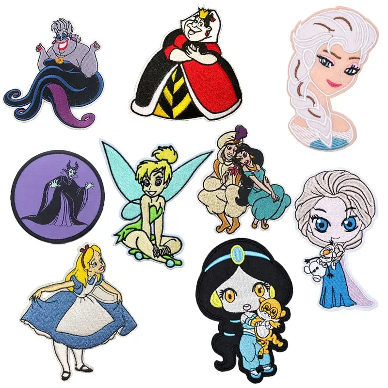 Disney Mermaid Mulan Princess Patch for Children Embroidery for diy Iron Clothing on Patch on Bag for Clothes Custom patches