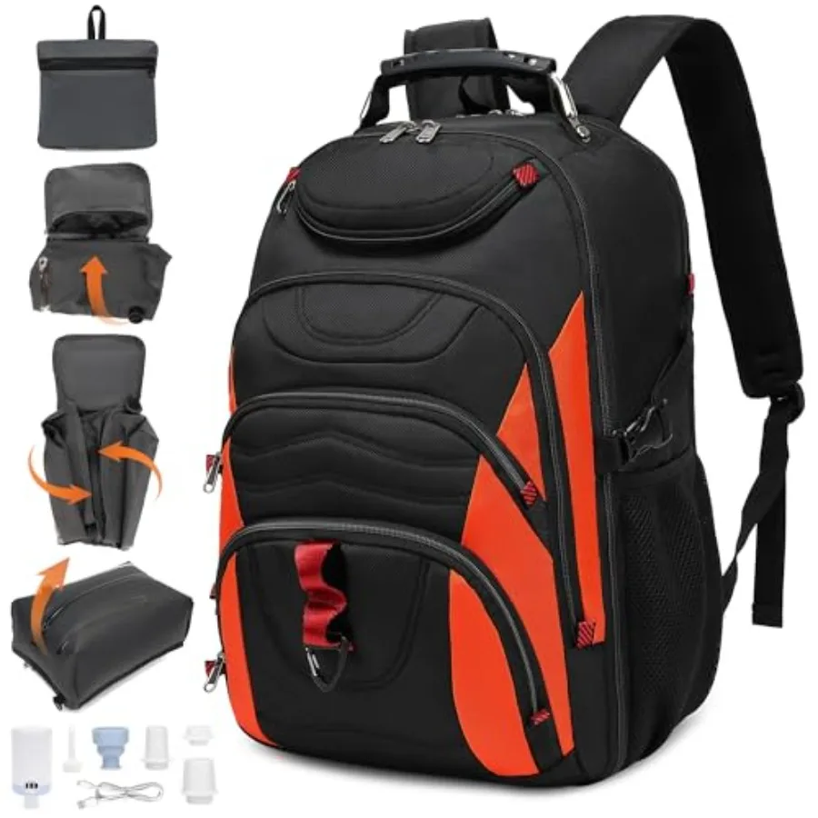 Vacuum Seal Backpack for Travel with Pump, 55L Large Bag with Zipper‑Off Detachable Vacuum Compression Bag Waterproof Carry On