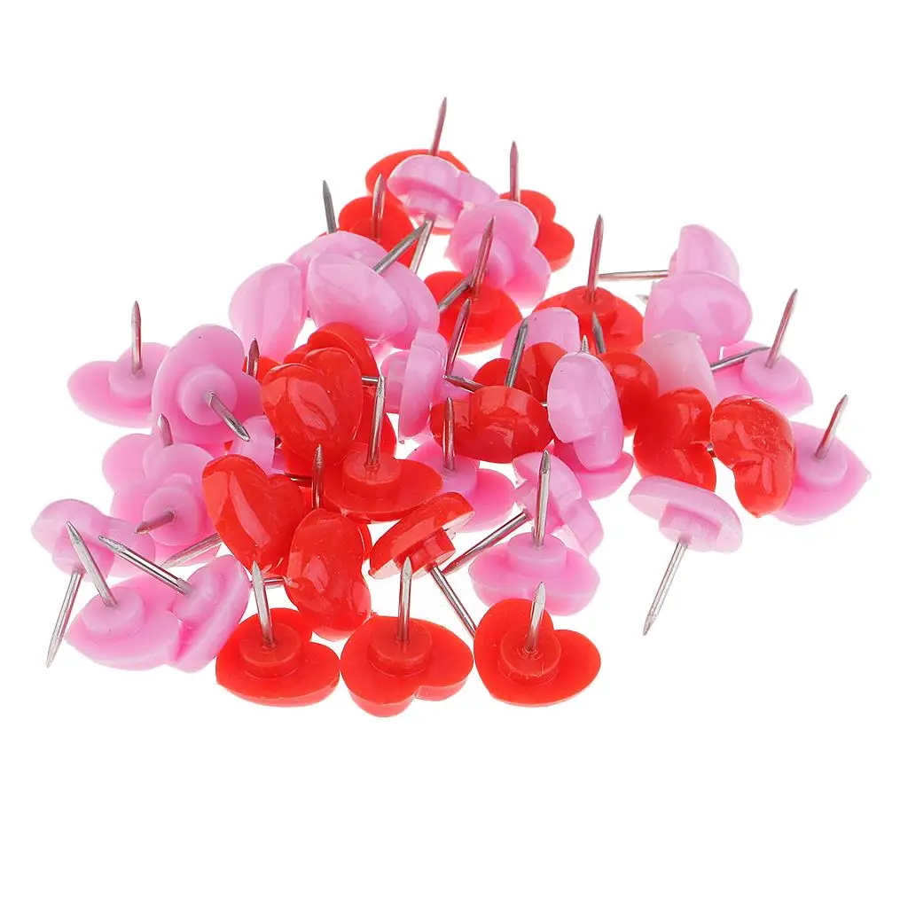 Metal Drawing Pins with Box Heart Shape Office Push Pins School Supplies for Photos and Memo Boards