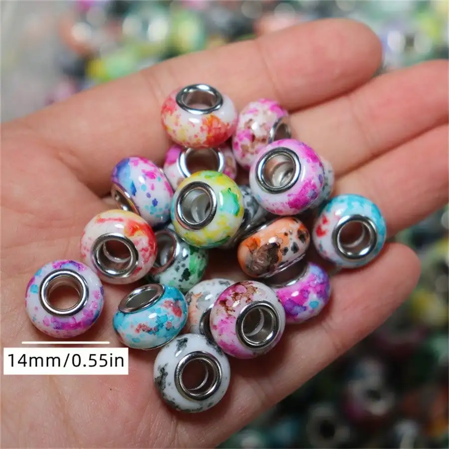 14 mm grote gatenkralen, acrylkralen. Gebarsten kralen, macaronkleur, gebarsten tweekleurig. DIY decoratiekralen, intervalkralen