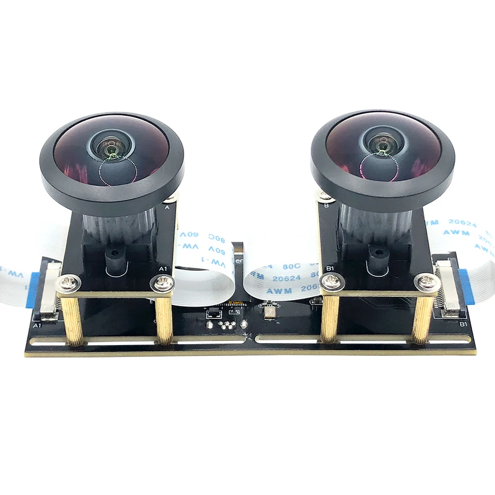 Dual Lens 360° Panoramic Fisheye Synchronization Binocular Stereo 5MP CCTV Webcam USB Camera Module for 3D VR Virtual Reality