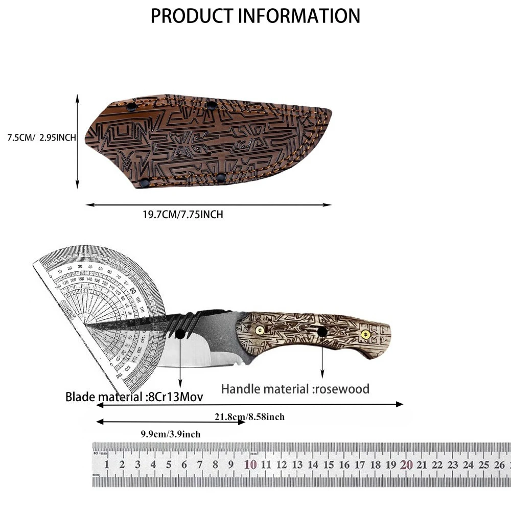 Coltello tattico a lama fissa serie RS 8Cr13Mov Acciaio G10 Maniglia Multitool Coltello da caccia da campeggio di sopravvivenza militare all'aperto