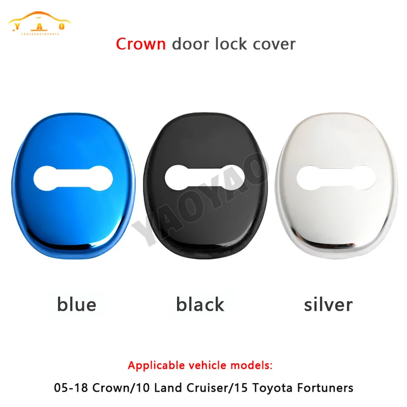 4 pcs Stainless Steel Car Door Lock Cover For 05-18 Crown 2010 Land Cruiser 15 Toyota Fortuners Auto Styling Buckle