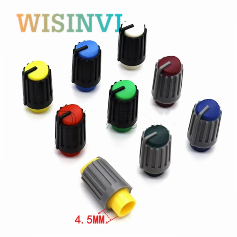 10pcs Mixer Adjustment Knob Diameter 11mm Height 21.5mm Plastic Knob Cap 180 Degree D-Shaped Inner Hole 6mm