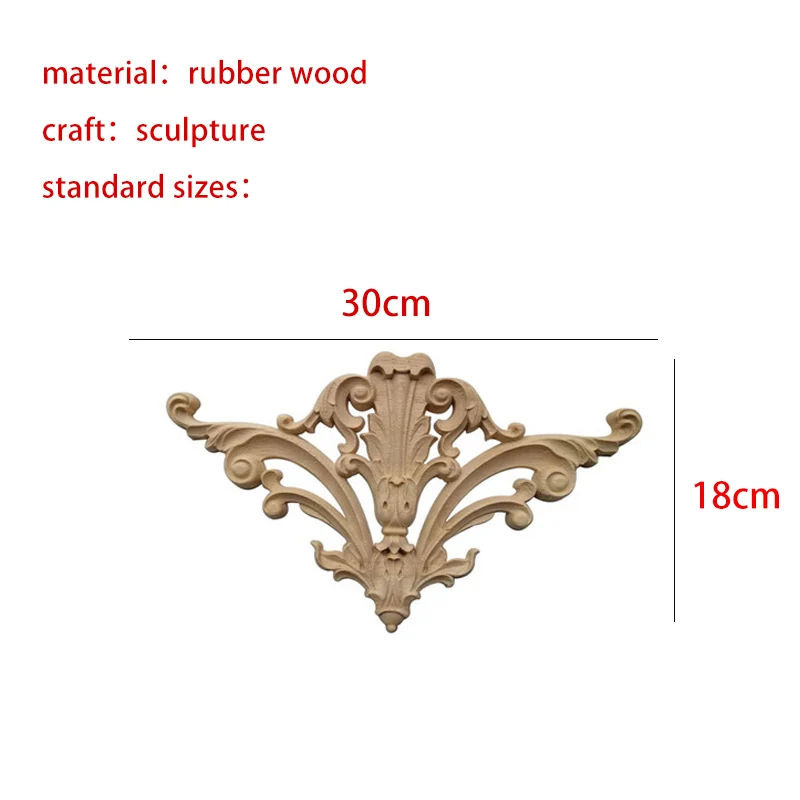 Wooden Figurines Crafts Unique Natural Floral Wood Carved Corner Appliques Frame Furniture Woodcarving for Home Furniture Decor