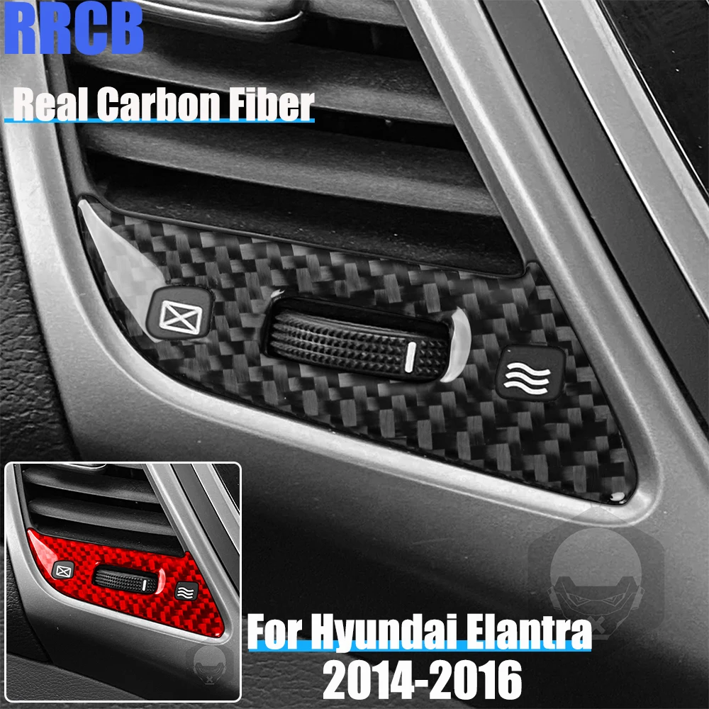 

Real Carbon Fiber Car Accessories Center Console Air Vent Adjustment Trim Soft Cover Sticker For Hyundai Elantra 2014 2015 2016