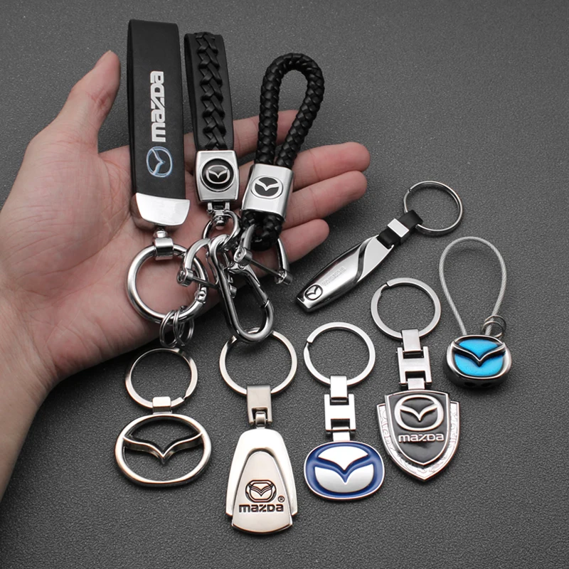 1Pcs Car Keychain Metal Keyring Emblem Holder Accessories For Mazda 3 2 MPE CX5 Demio CX-9 2015 2017 2019 Axela CX7 CX30 Folding