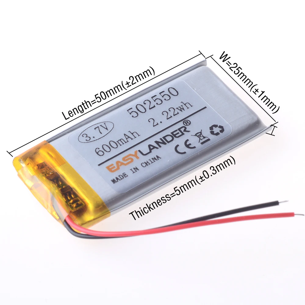 3.7V 502550 600mAh ليثيوم أيون بوليمر بطارية ليثيوم بطاريات ليبو 302550 402550 602550 702550 802550 902550 102550
