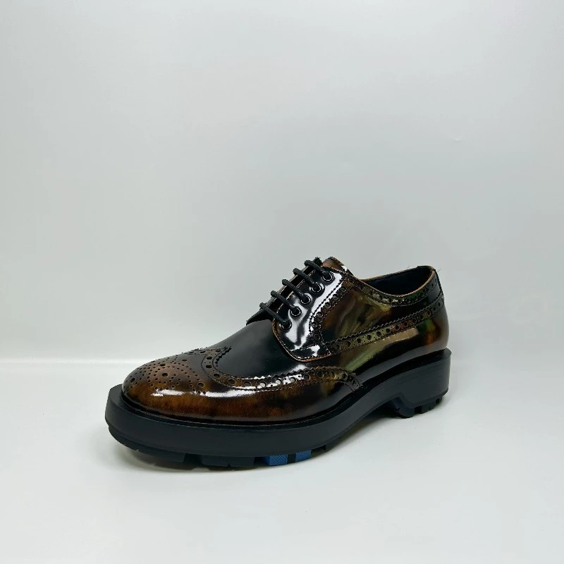 

European Fashion Business Dress Men's Leather Shoes Lace Up Retro Brogue Carving Oxford Shoes Male Wedding