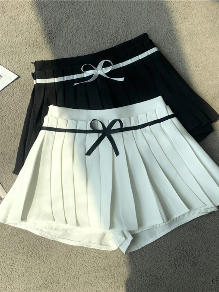 

Summer France Style Vintage Skirt Women Bow-Knot Sweet Causal Mini Skirt Female A-Line Holiday Party Korean Fashion Skirt 2023