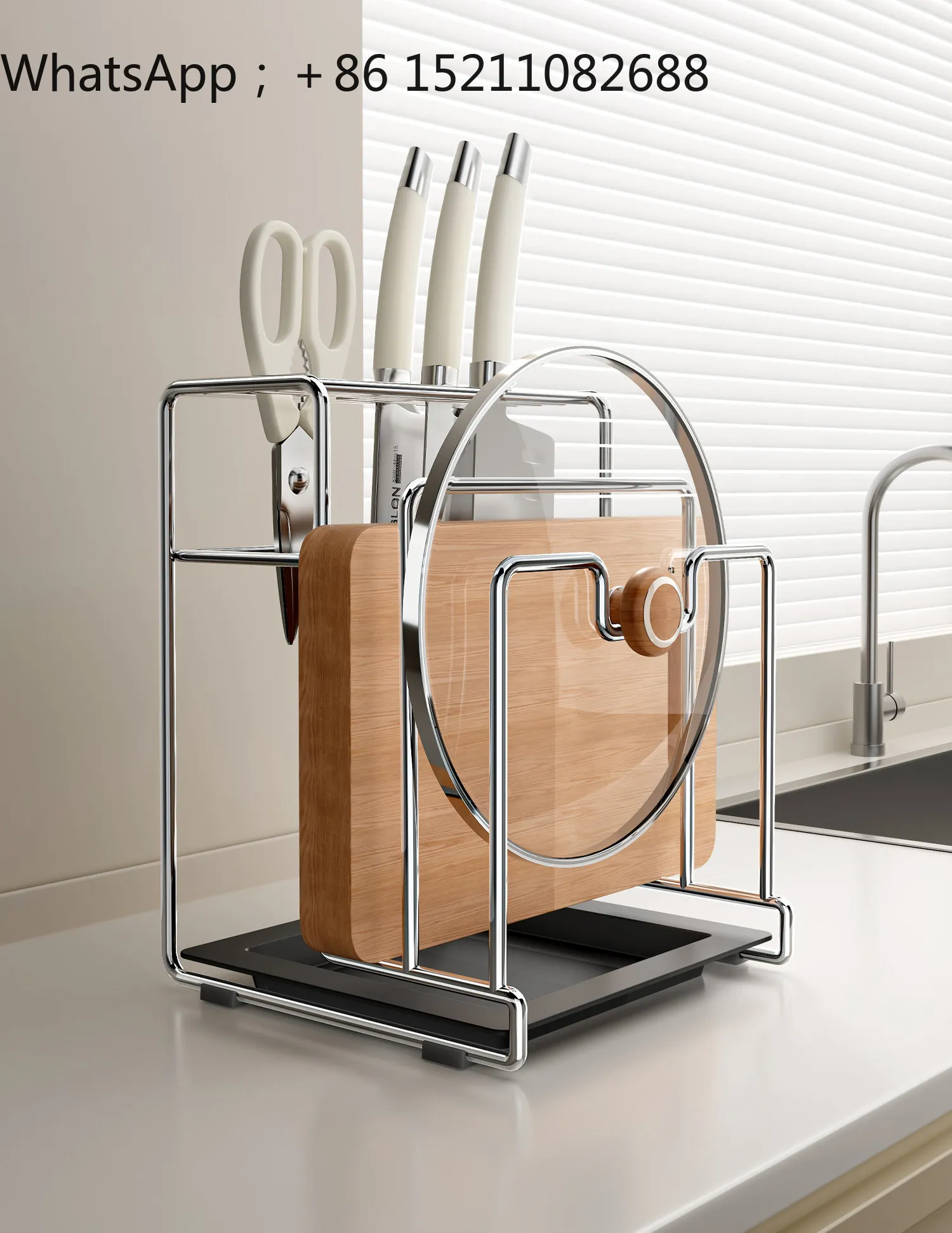 LLY 304 stainless steel knife holder chopstick cartridge integrated multi-functional knife rack cutting board storage rack