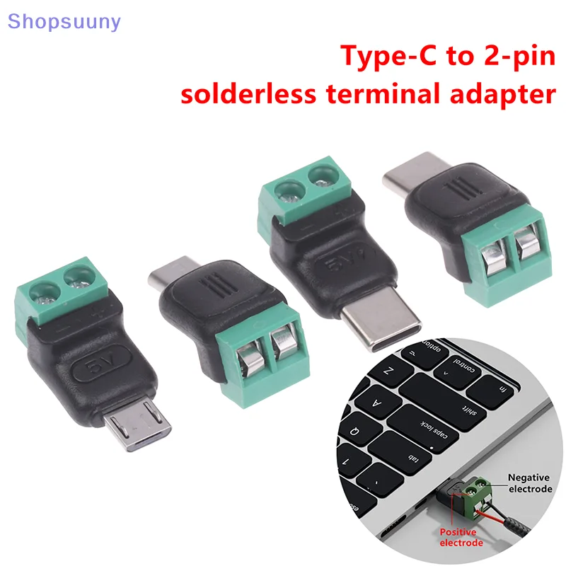 [SU]1/3Pcs USB C Adapter Male 2 Pin No Solder Equipment Solderless Connectors For Industrial Scientific Repair Charging
