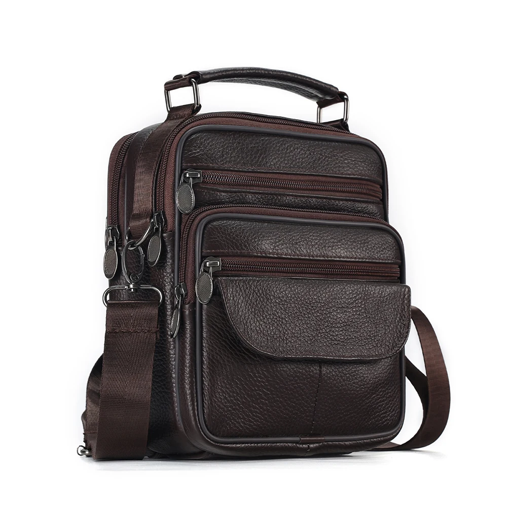 Bolsos cruzados de cuero genuino para hombre, bandolera para hombre, bolsos de hombro a la moda, bandolera de viaje informal, bolsos de gran capacidad