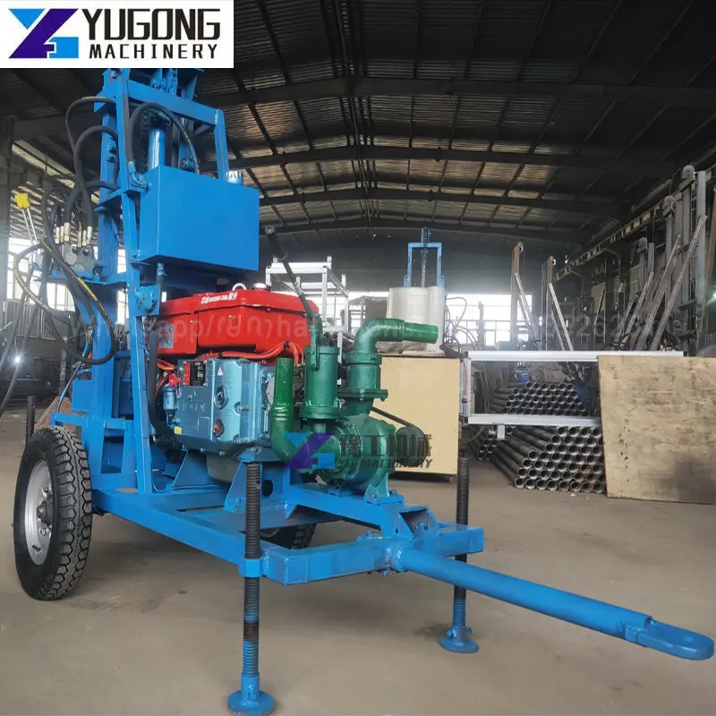 100 Meter Portable Diesel Engine Track-type Water Well Drilling Rig Tractor Mounted Water Well Drilling Rig Machine